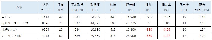 【節約】SBINM保有株(1月)