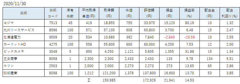 11月SBINM保有株a